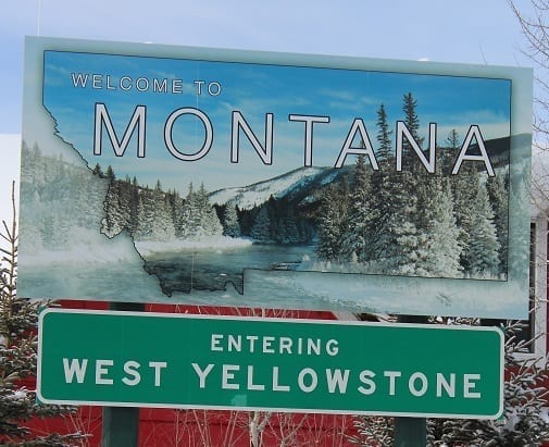 Winter Welcome Sign West Yellowstone Montana